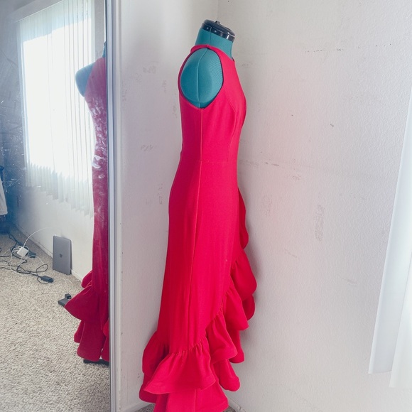 RED BETSY AND ADAM RUFFLE BODYCON SEXY DRESS SZ 8 - Picture 10 of 11